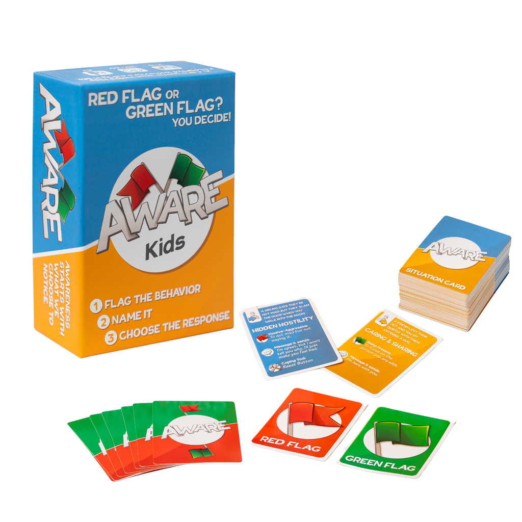 AWARE – Kids Card Game to Spot Red Flag & Green Flag Behaviors (Ages 8+)